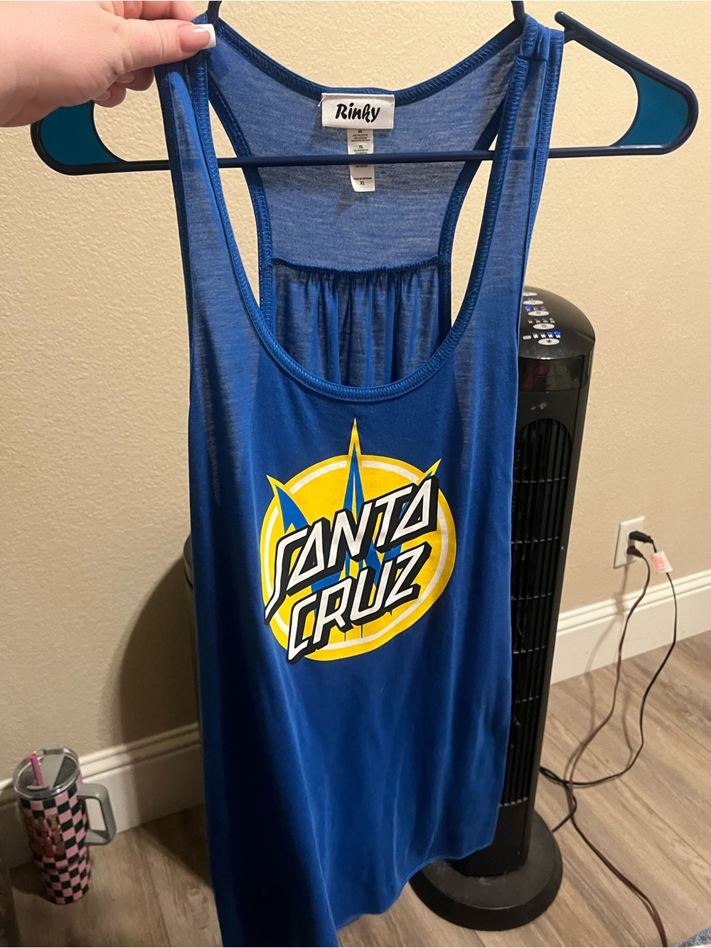 Santa Cruz Blue Graphic Tank Top - Bold Yellow Logo